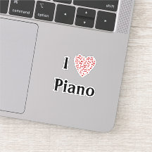I Love Piano Red Heart of Music Notes Vinyl