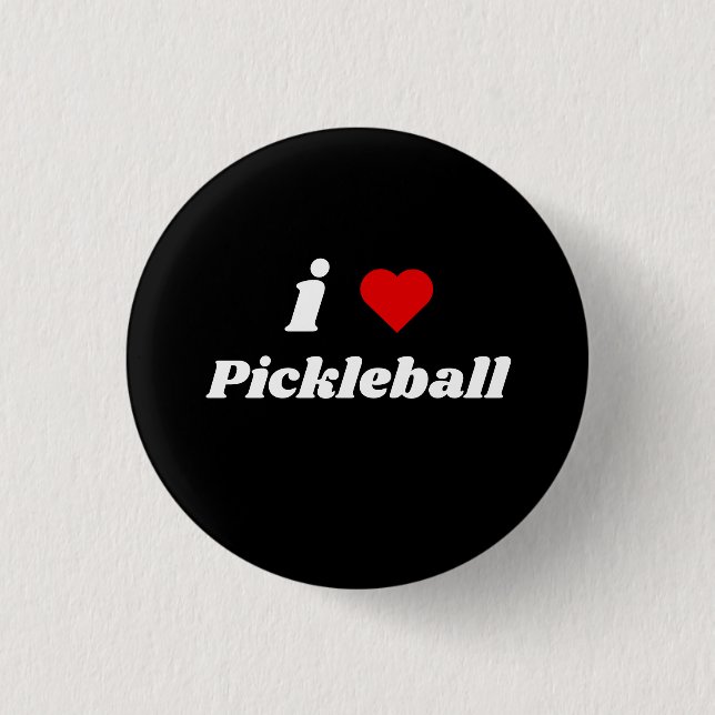 I Love Pickleball  1 Inch Round Button (Front)