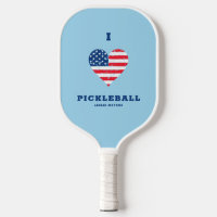 I Love Pickleball American Flag Heart | Name   