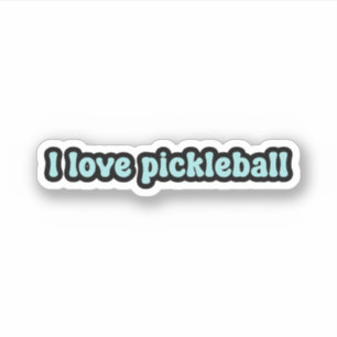 I love pickleball Blue Retro Text