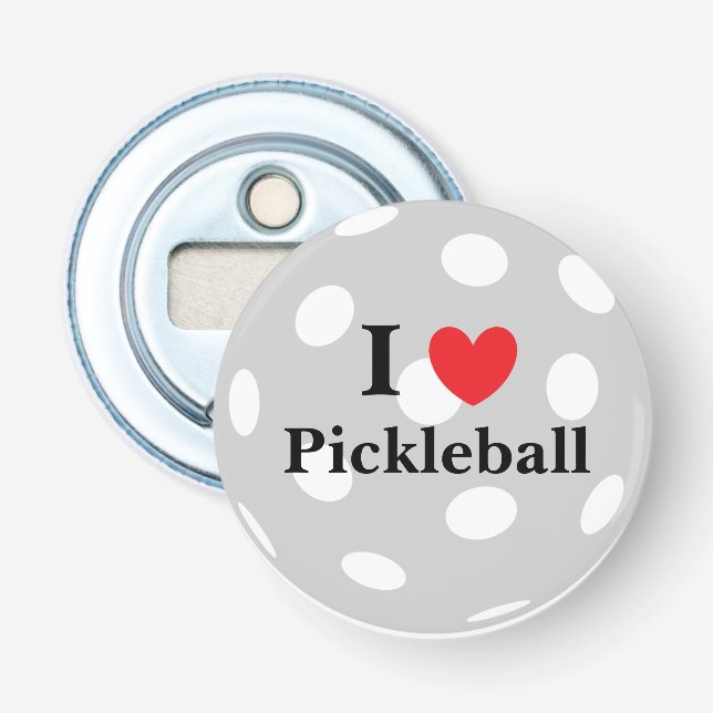 "I Love Pickleball" Bottle Opener (Front)