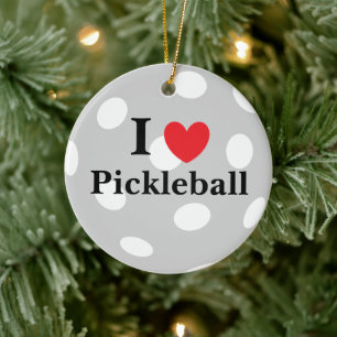 "I Love Pickleball"  Ceramic Ornament