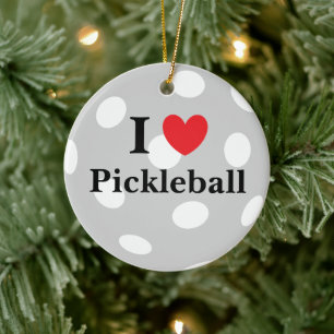 "I Love Pickleball" Ceramic Ornament