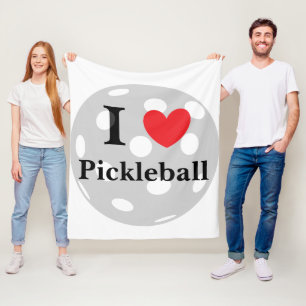 "I Love Pickleball" Fleece Blanket