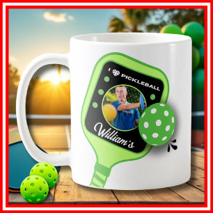 I Love Pickleball Green Paddle Cute Sports PHOTO Coffee Mug