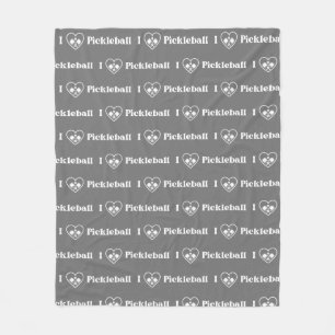 I Love Pickleball Heart Retro Fleece Blanket