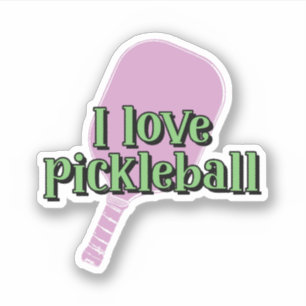 I love pickleball in Green Typography Pink Paddle