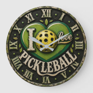 I Love Pickleball Large Clock