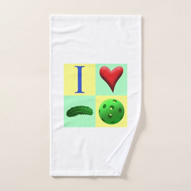 I Love Pickleball Logo - Green - Sweat Towel (Hand Towel)
