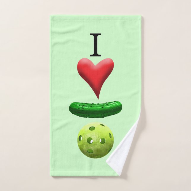 I Love Pickleball Logo - Green -  Sweat Towel (Hand Towel)