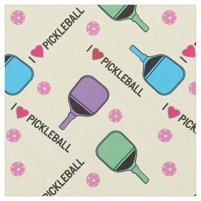 I love pickleball pastel yellow fabric (Close Up)