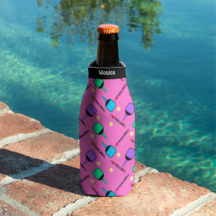 I love Pickleball pink  Bottle Cooler