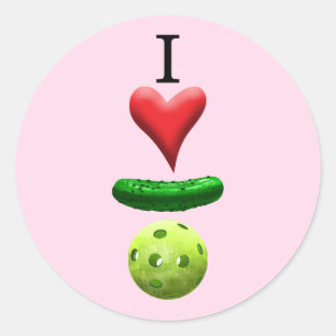 I Love Pickleball - Pink - Classic Round Sticker