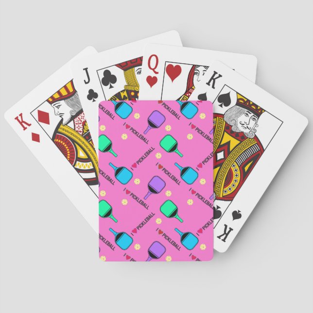 I love Pickleball pink  Playing Cards (Back)