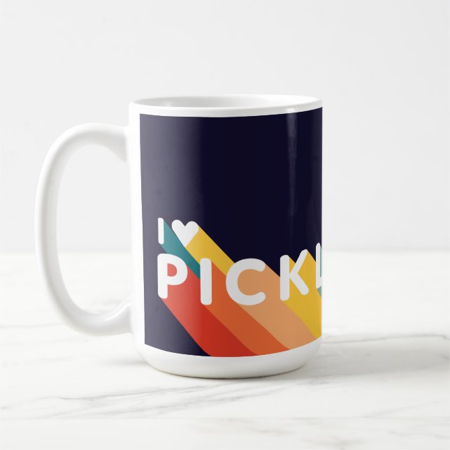 I Love Pickleball Rainbow Retro Coffee Mug (Left)