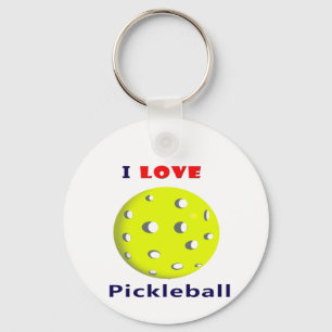 i love pickleball red text pickleball graphic.png keychain
