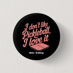 I Love Pickleball Retro Paddle Sports Graphic 1 Inch Round Button