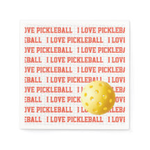 I LOVE PICKLEBALL Sports Fun Yellow Ball Net Text