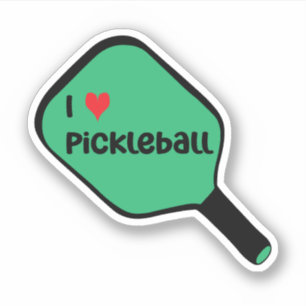 I love pickleball Text on Green Pickleball Paddle