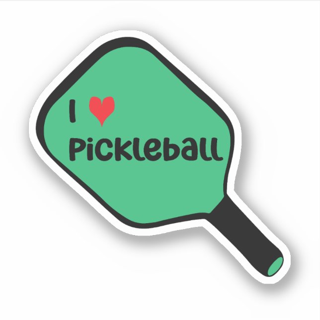 I love pickleball Text on Green Pickleball Paddle (Front)