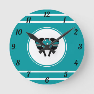 I Love Pickleball Trendy Racket Sport Sea Colour Round Clock