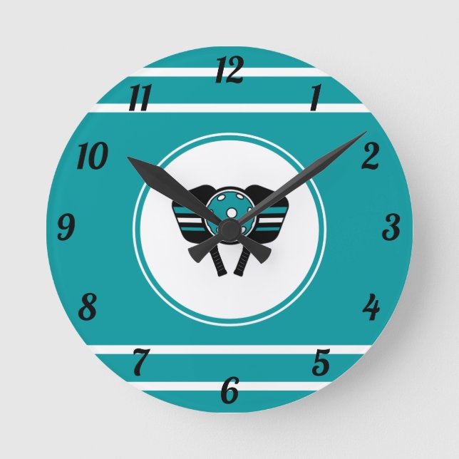 I Love Pickleball Trendy Racket Sport Sea Colour Round Clock (Front)