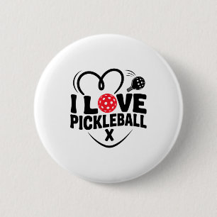 I love pickleball valentine day heart 2 inch round button