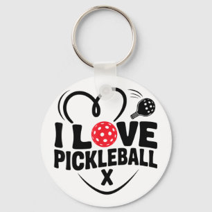 I love pickleball valentine day heart keychain