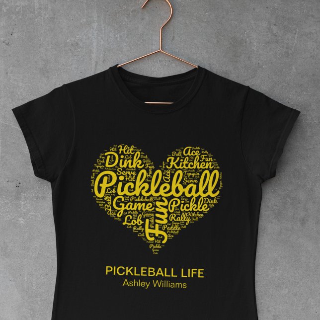I Love Pickleball Word Art Typography Custom Text T-Shirt (Creator Uploaded)