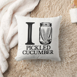 I Love Pickled Cucumber - Vintage Pickle Cucumber Throw Pillow