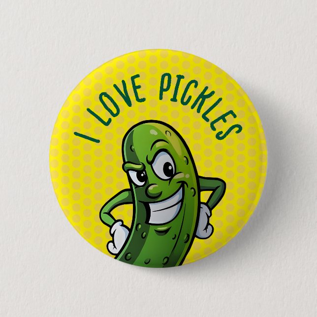 I Love Pickles 2 Inch Round Button (Front)