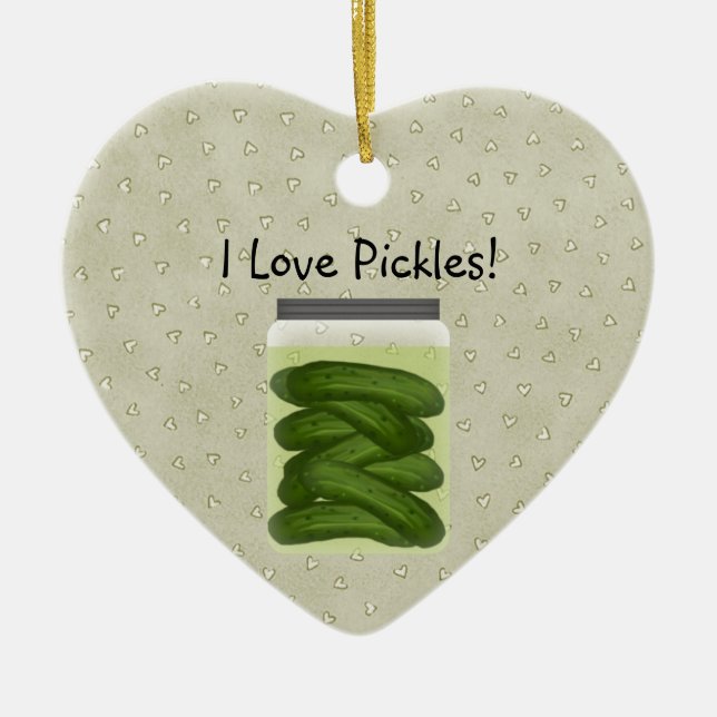 I Love Pickles Christmas Ornament (Front)