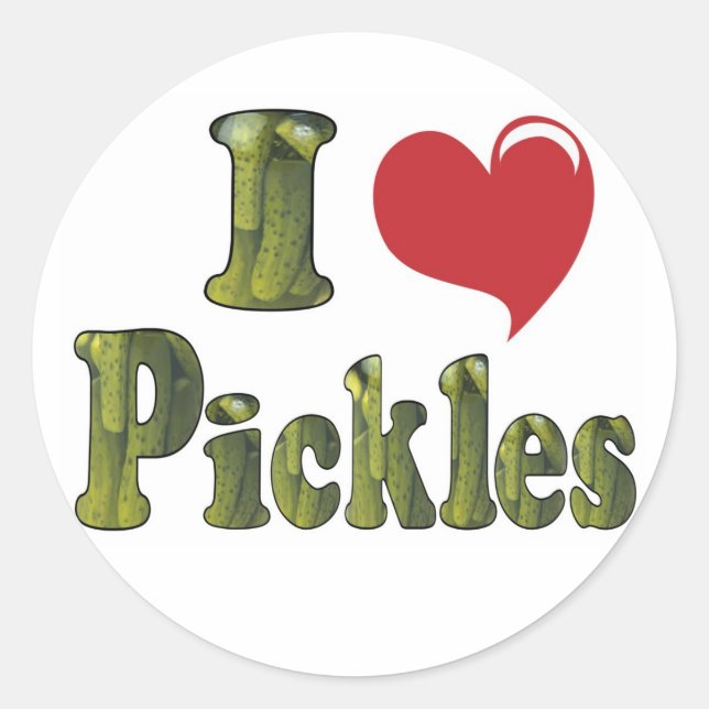 I Love Pickles Classic Round Sticker (Front)