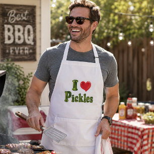 I Love Pickles Funny BBQ Apron