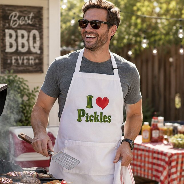 I Love Pickles Funny BBQ Apron (Creator Uploaded)