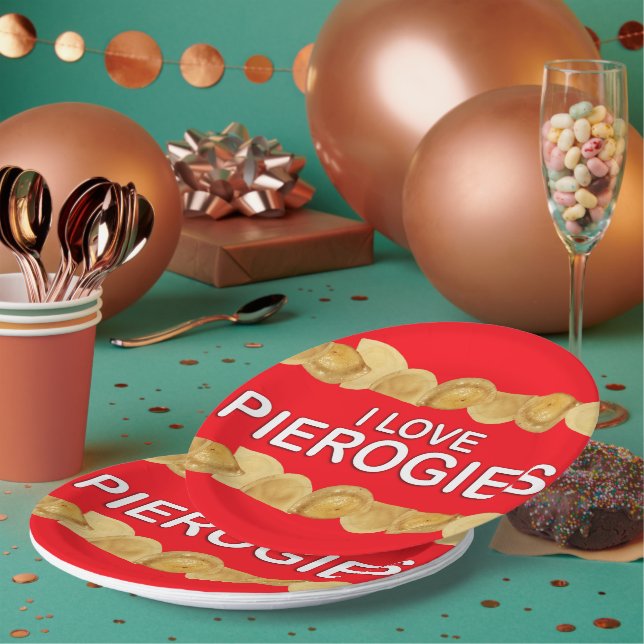 I Love Pierogies Paper Plate (Multi)