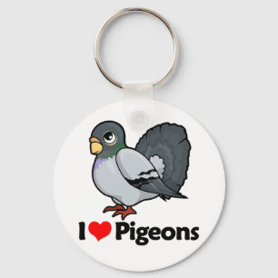 I Love Pigeons Keychain
