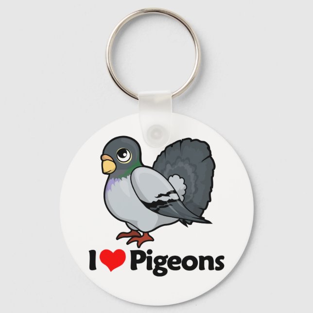 I Love Pigeons Keychain (Front)