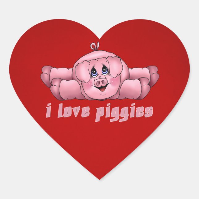 I Love Piggies Heart Sticker (Front)
