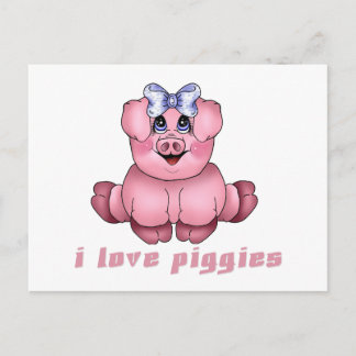 I Love Piggies Postcard