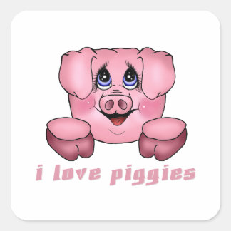 I Love Piggies Square Sticker
