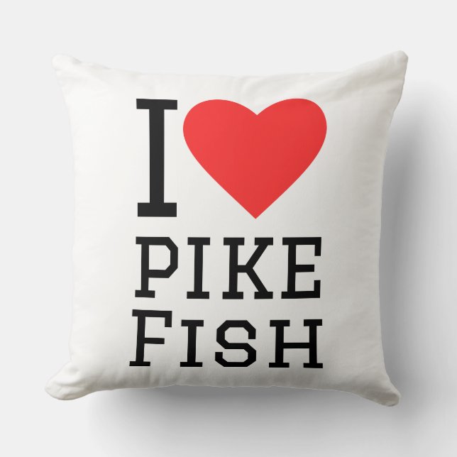 I love pike fish throw pillow (Front)
