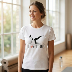 I Love Pilates Quote Simple Heart Workout Tee