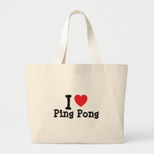 I love Ping Pong heart custom personalized Large Tote Bag