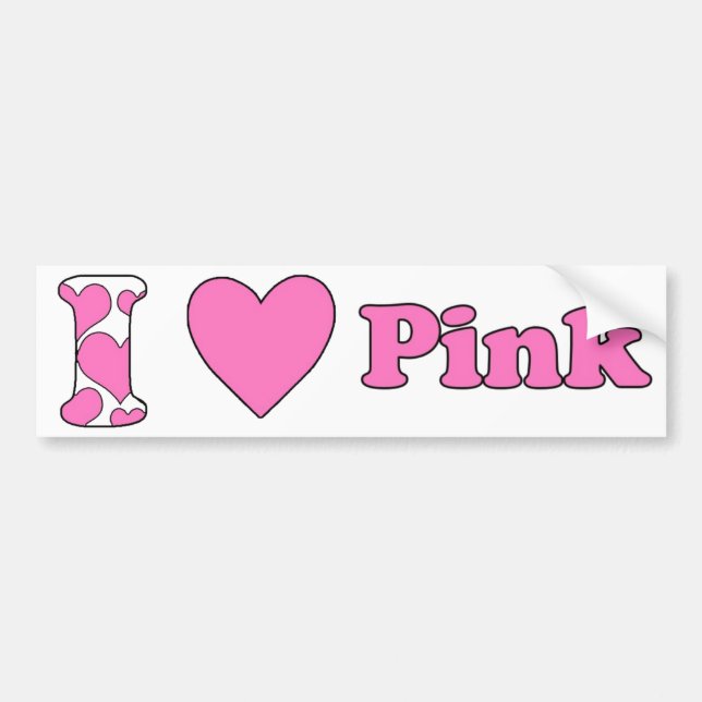 I love Pink Bumper Sticker (Front)