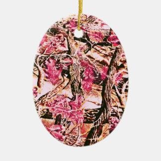 I Love Pink Camo Ceramic Ornament