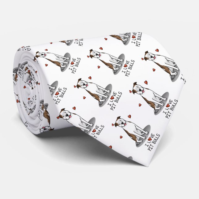 I Love Pit Bulls (lt brindle white 3) Tie (Rolled)