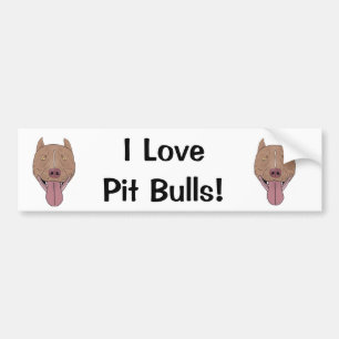 I Love Pit Bulls! - Smiling Pit Bull Portrait Bumper Sticker
