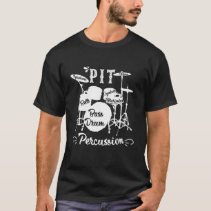 I Love PIT Marching Band Percussion Heart Word Clo T-Shirt