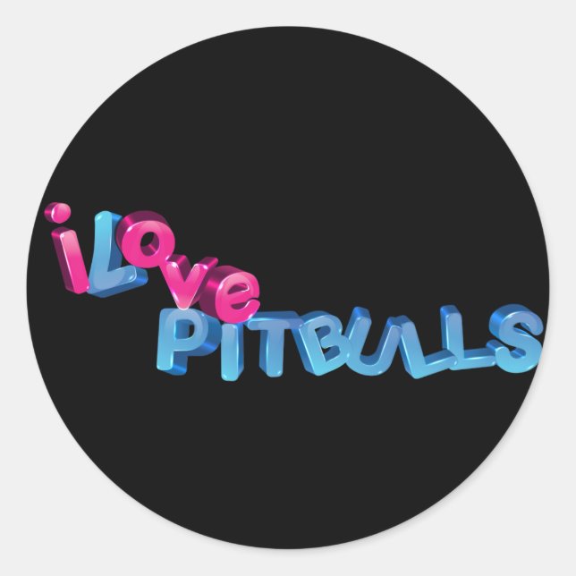 I Love Pitbulls in 3D Classic Round Sticker (Front)